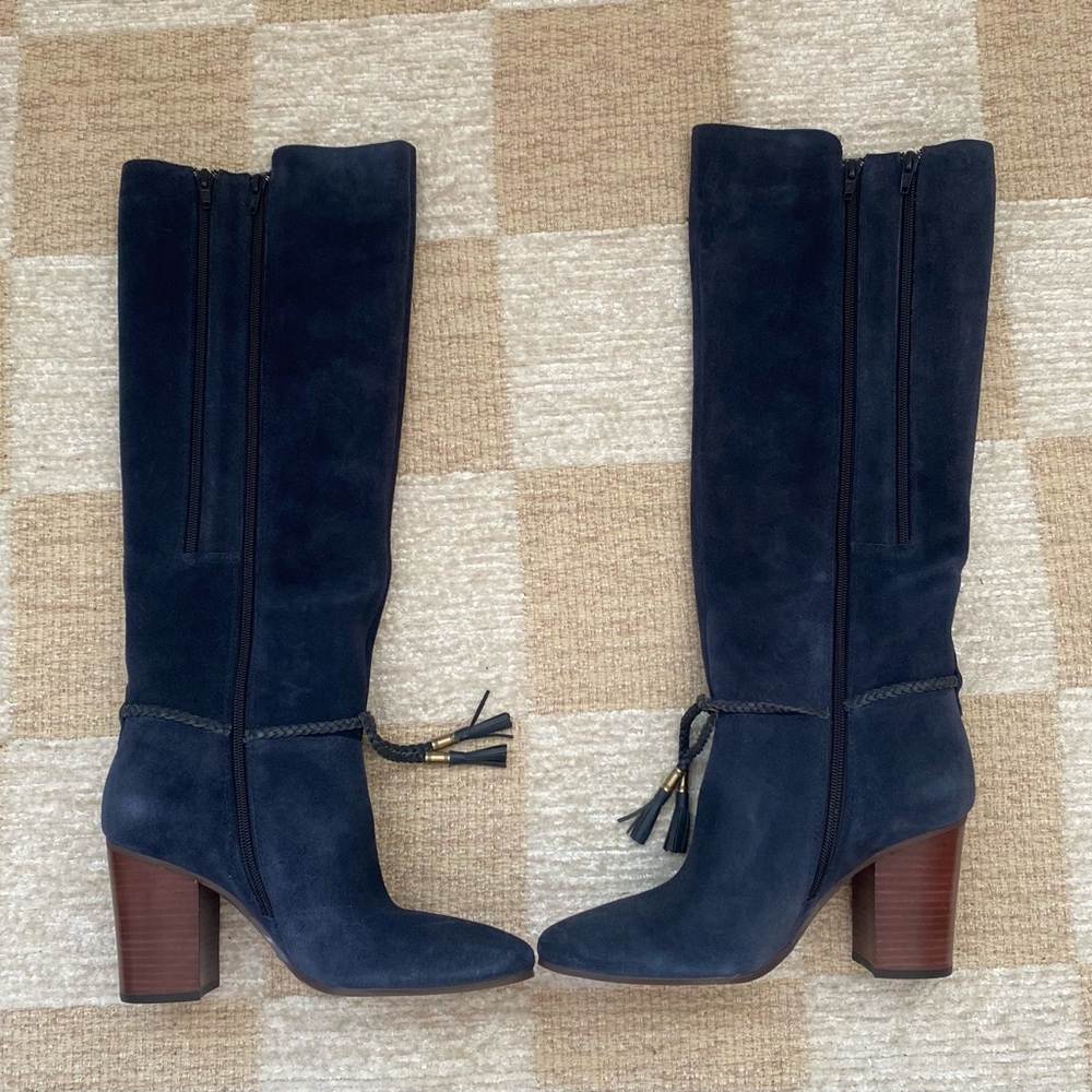 Aerosoles Stonewall A2 Boots Size Blue Knee High Boots 3" Heel Ankle Tassel 8M